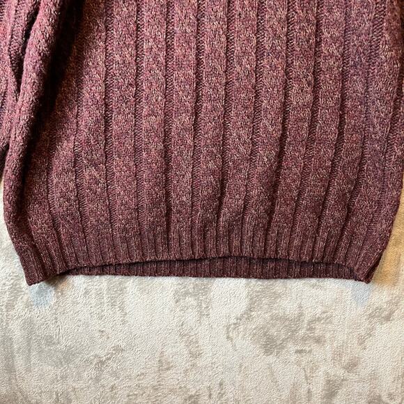 Eddie Bauer Mens 100% Wool Chunky Knit Size XL Tall Sweater Burgundy - Picture 3 of 6